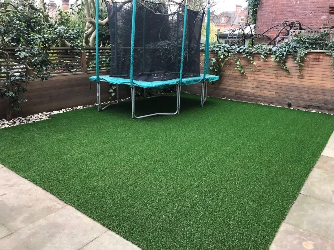 artificial grass trampoline space