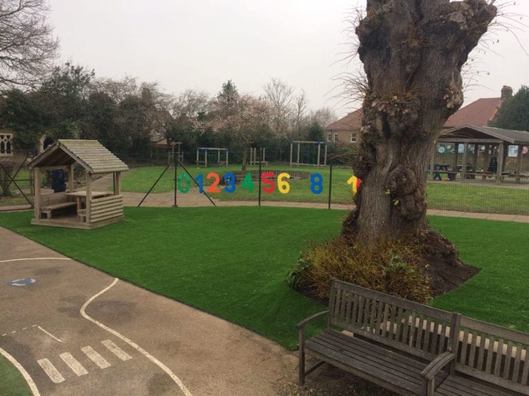 Catholic Primary School fake grass installation