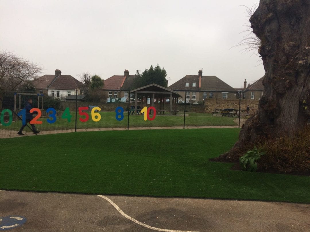 Catholic Primary School fake grass installation