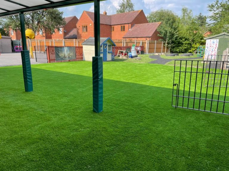 Lay only artificial grass installation over rubber mulch