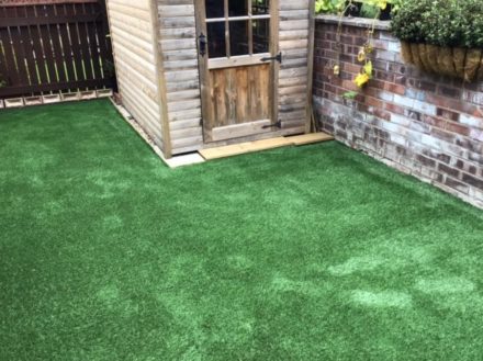 Artificial lawn replacing gravel garden in Harrogate
