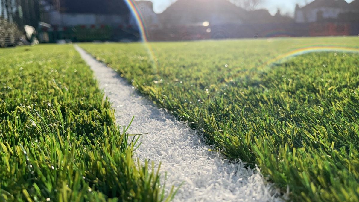 Close up of Artificial Grass Football Pitch Line