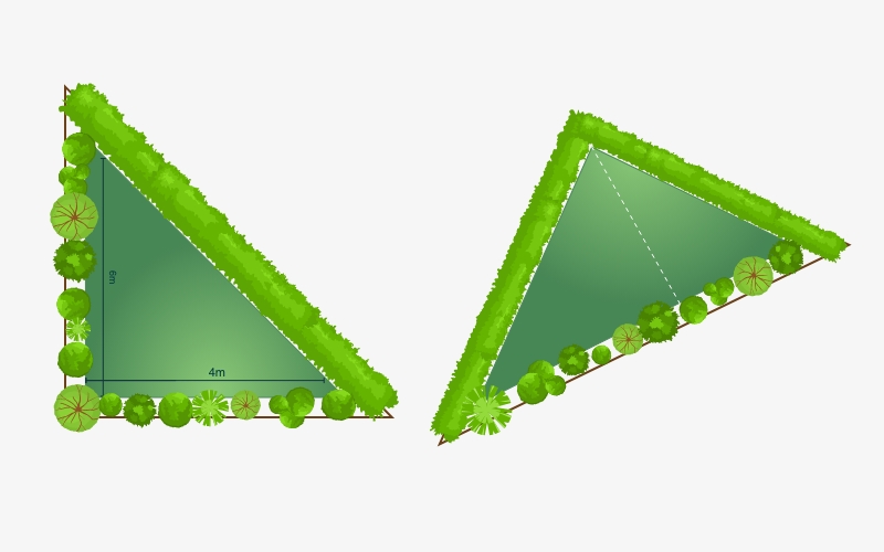 Triangles triangular shaped garden areas