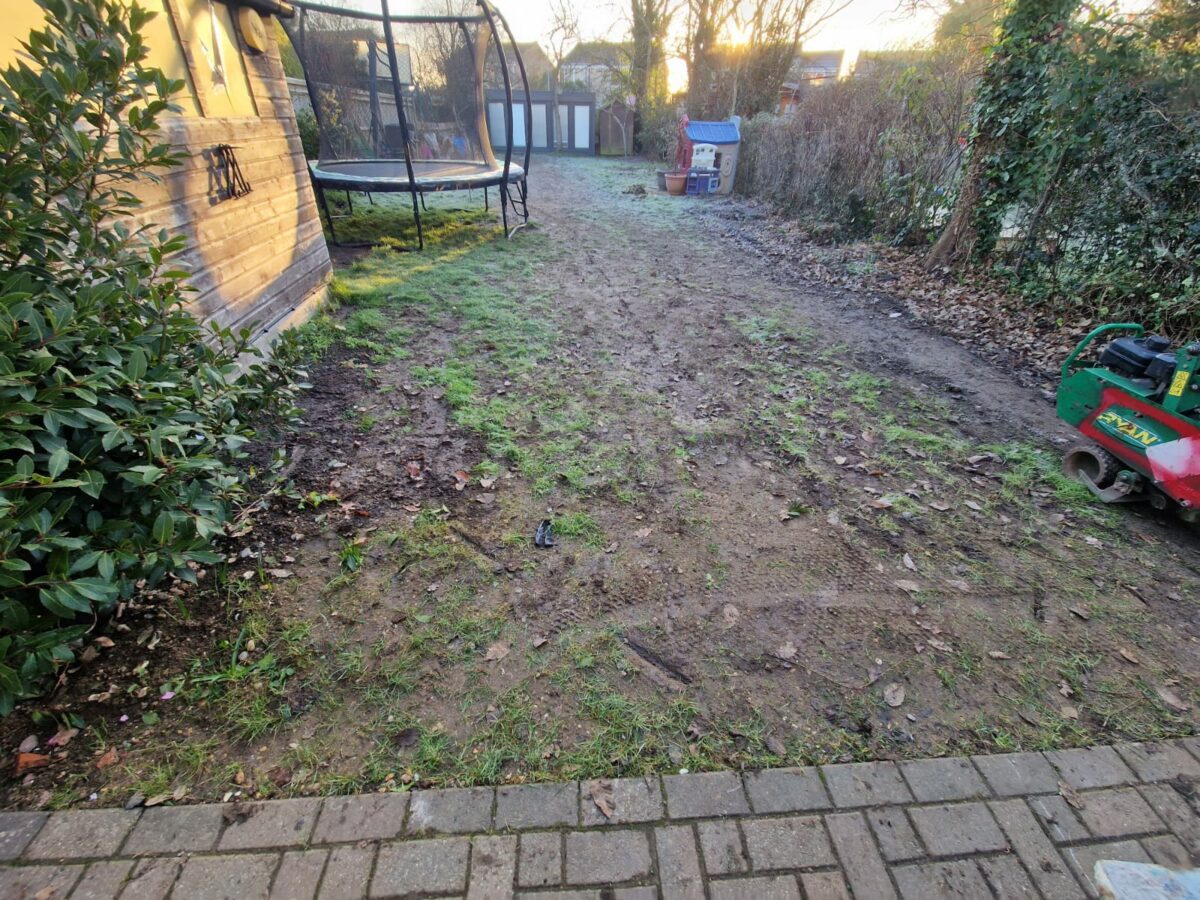 Before image of a muddy lawn