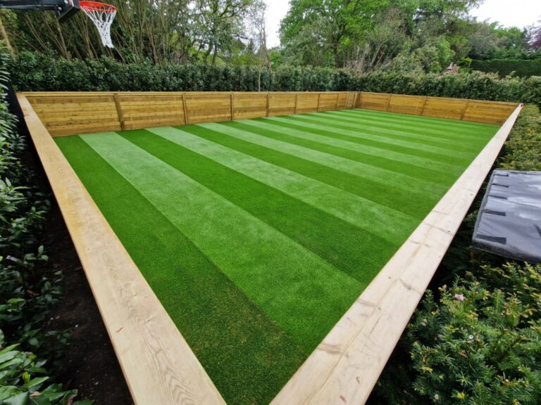 striped artificial grass court