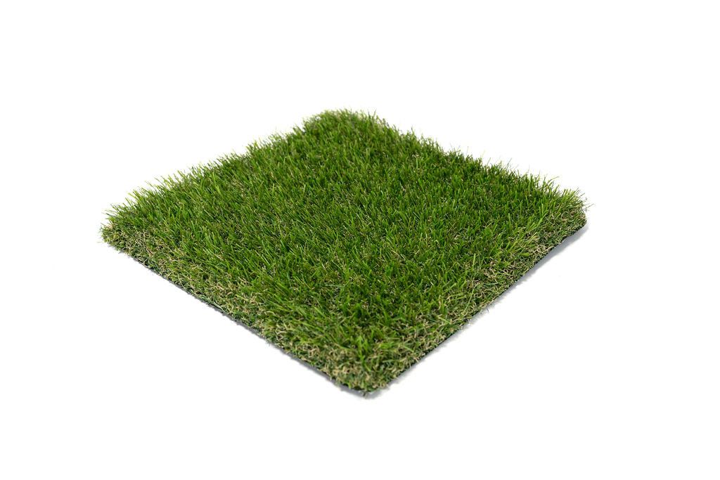 Artificial grass for playing on shown in a diamond shape
