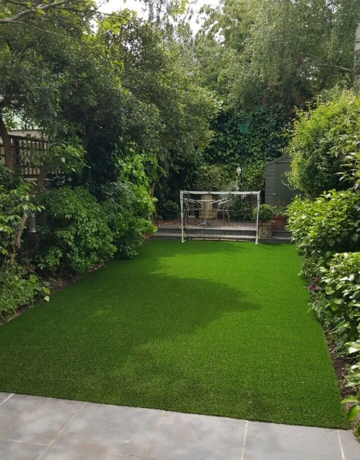 Fake grass garden with shade