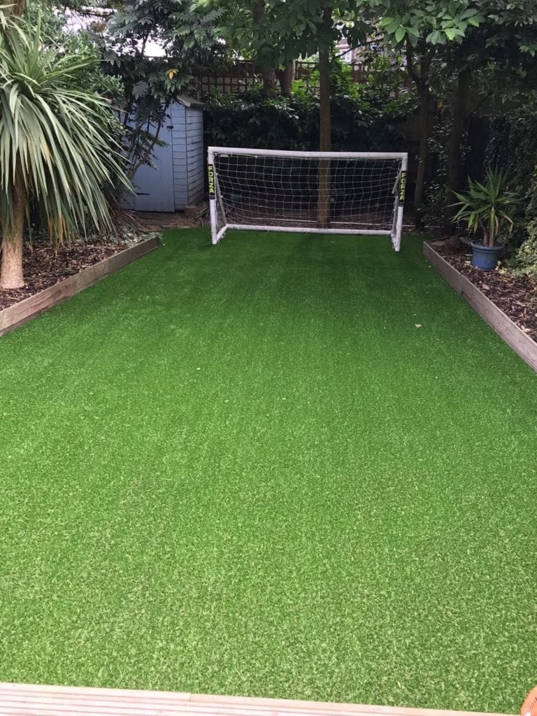Artificial grass football installation
