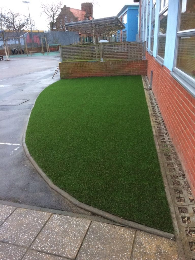 School artificial grass installation