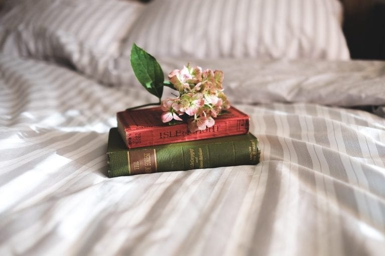 Books on bed