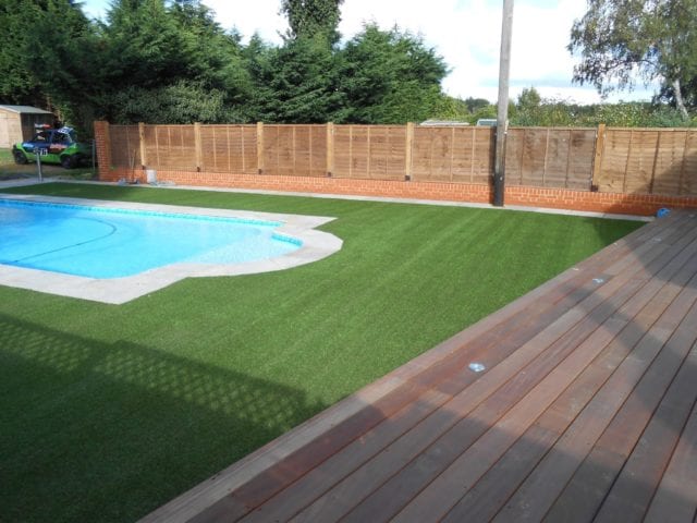 decking and swimming pool