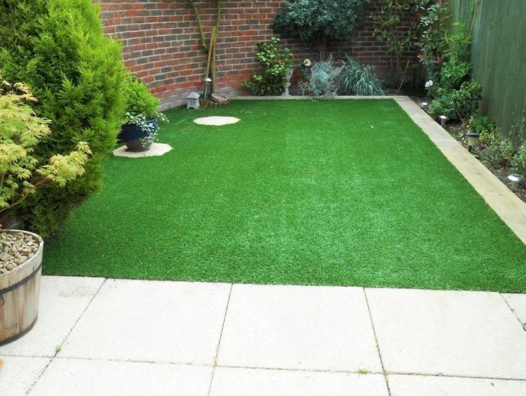 Artificial grass with patio